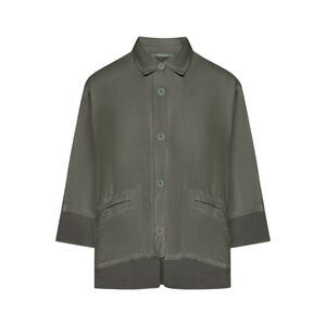 Transit Women 3/4 Sleeve Linen Shirt With Georgette Inserts